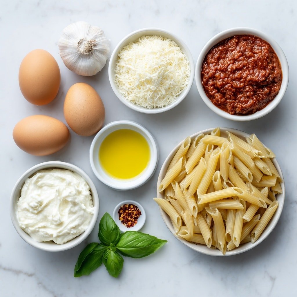 Pink Pasta with Creamy Tomato Sauce Recipe - Ingredients Image — Pink Pasta with Creamy Tomato Sauce, pink pasta recipe, creamy tomato pasta, easy pink pasta dish, comforting pasta dinner