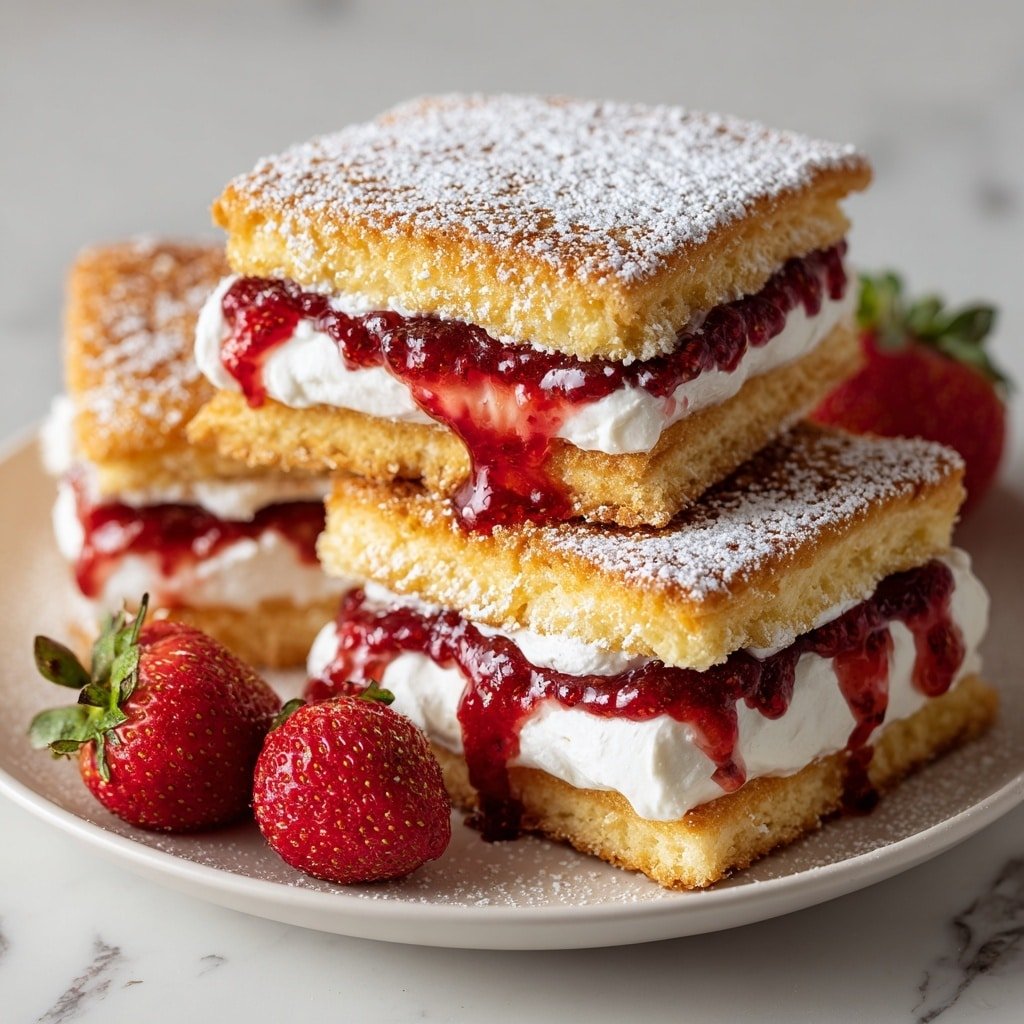 Fried Strawberry Cheesecake Sandwiches Recipe - Article Image 1 — Fried Strawberry Cheesecake Sandwiches, dessert sandwiches, fried cheesecake recipes, strawberry-filled treats, easy breakfast dessert