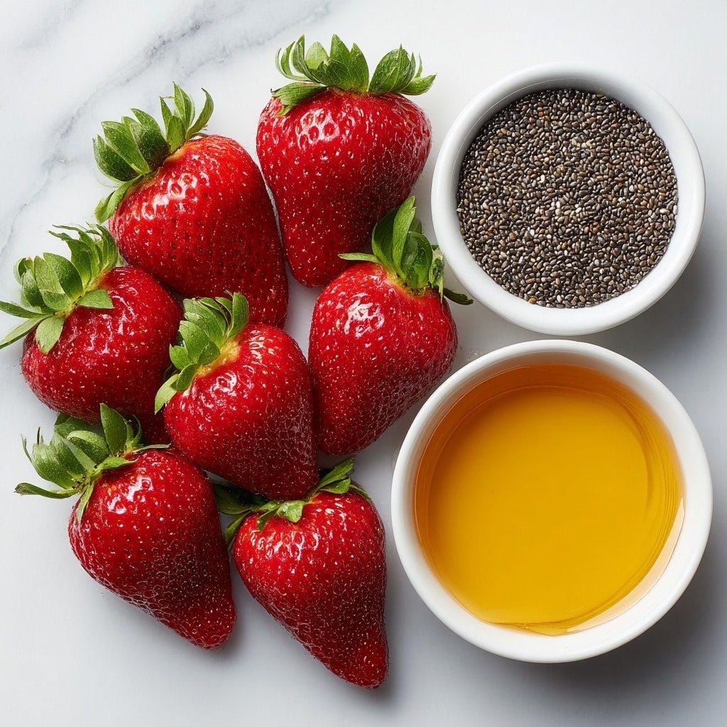 Strawberry Chia Jam Recipe - Ingredients Image — Strawberry Chia Jam, homemade strawberry jam, healthy chia seed jam, easy fruit spread, vegan strawberry preserves