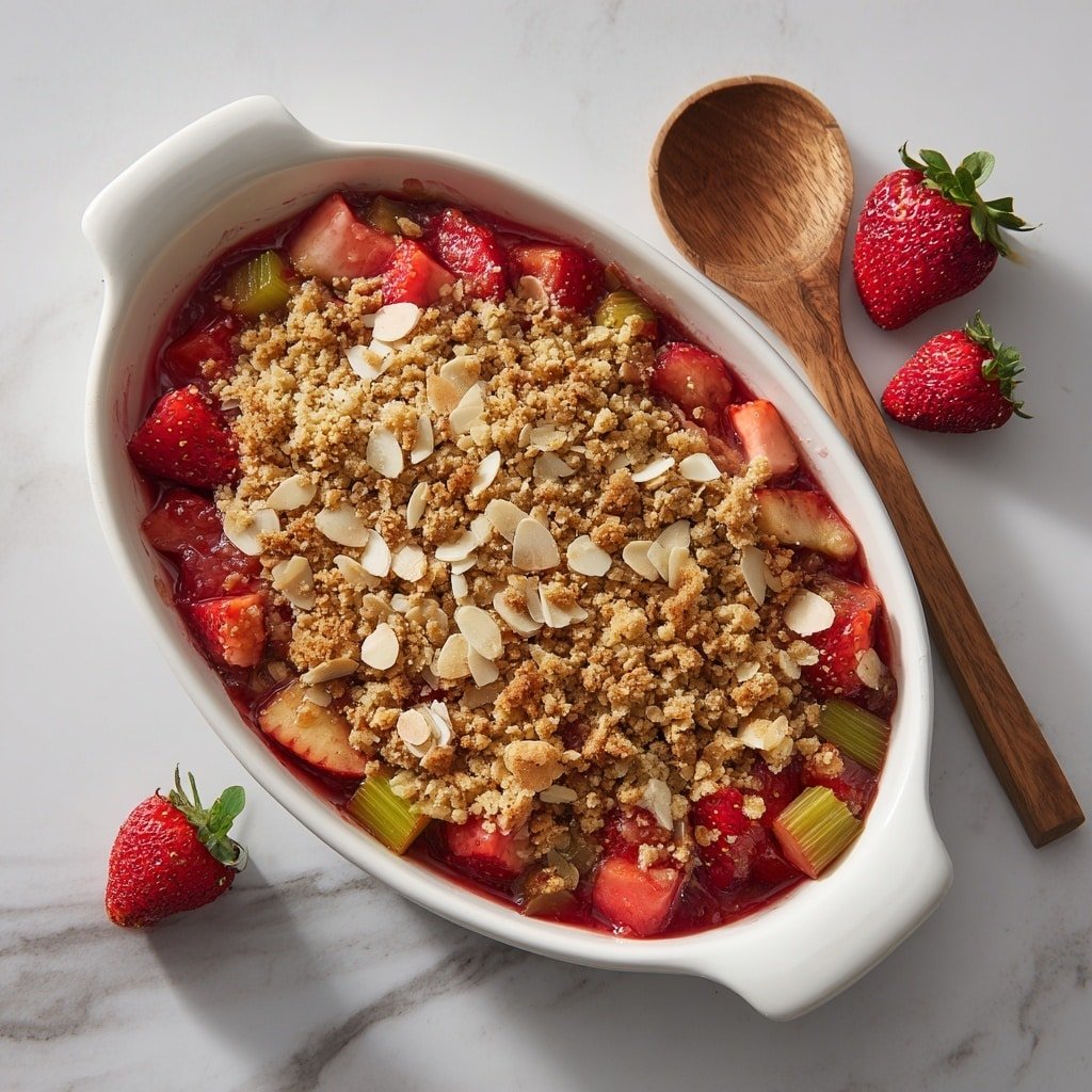 Strawberry Rhubarb Crisp Recipe - Article Image 1 — Strawberry Rhubarb Crisp, Strawberry Rhubarb Crisp Recipe, how to make strawberry rhubarb crisp, easy strawberry rhubarb dessert, healthy strawberry rhubarb crisp