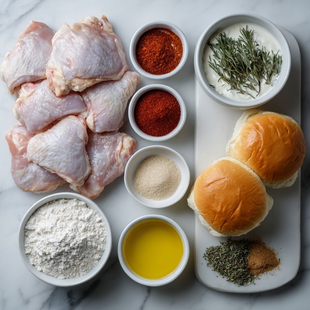 Spicy Nashville Chicken Sandwich Recipe - Ingredients Image — Spicy Nashville Chicken Sandwich, Nashville hot chicken sandwich recipe, spicy chicken sandwich, crispy Nashville chicken sandwich, easy Nashville chicken sandwich