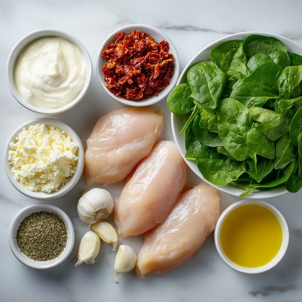 Creamy Tuscan Chicken Recipe - Ingredients Image — Creamy Tuscan Chicken, creamy chicken dinner, Tuscan chicken recipe, easy chicken with sauce, skillet chicken dinner