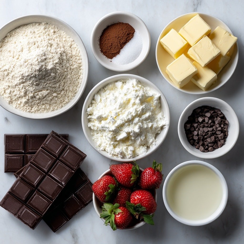 Dark Chocolate Strawberry Tart Recipe - Ingredients Image — Dark Chocolate Strawberry Tart, chocolate strawberry tart, homemade chocolate tart, fruit tart recipes, elegant dessert recipes