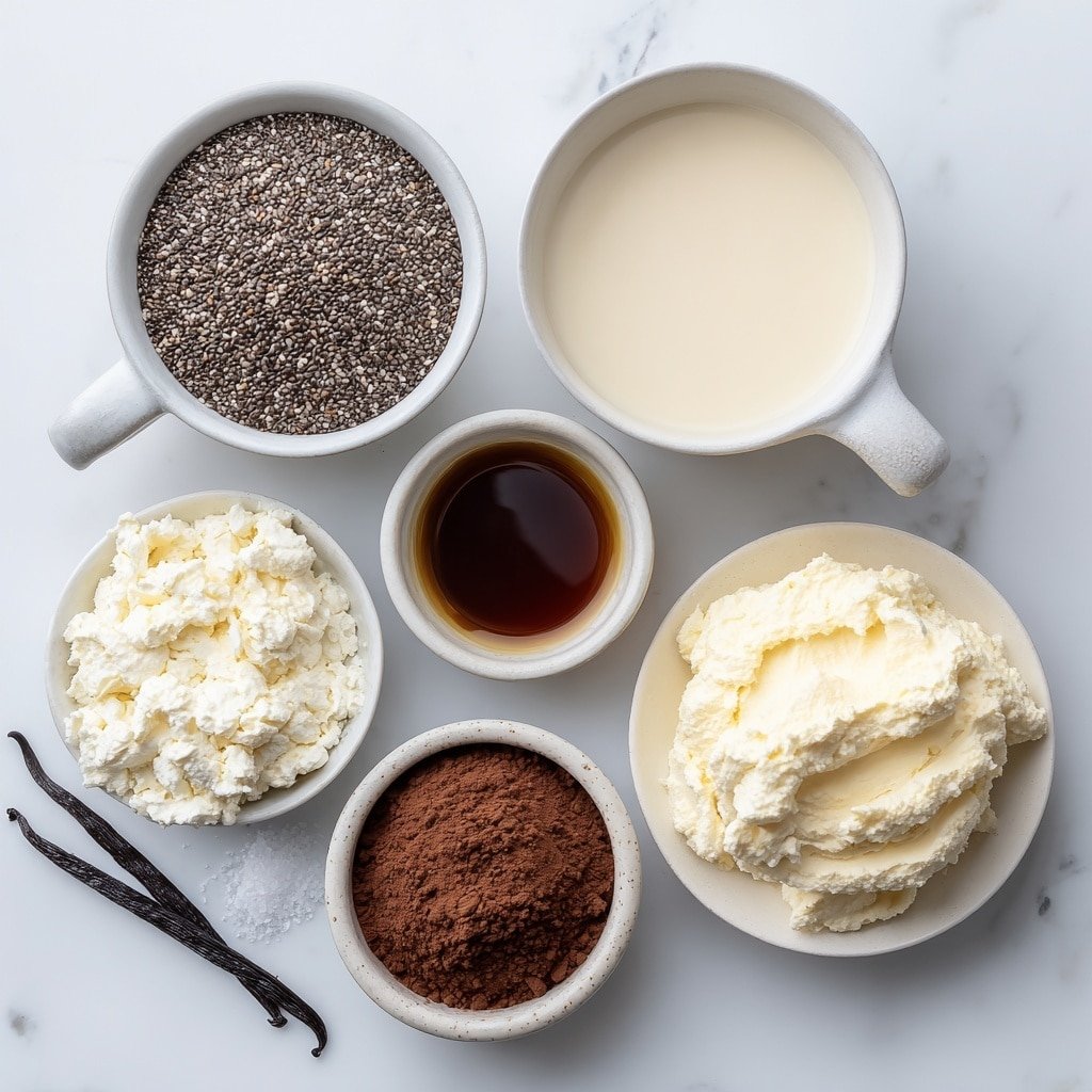 Chocolate Espresso Chia Pudding Recipe - Ingredients Image — Chocolate Espresso Chia Pudding, chocolate espresso healthy dessert, quick chia pudding with coffee, creamy chia pudding recipes, coffee-flavored breakfast ideas