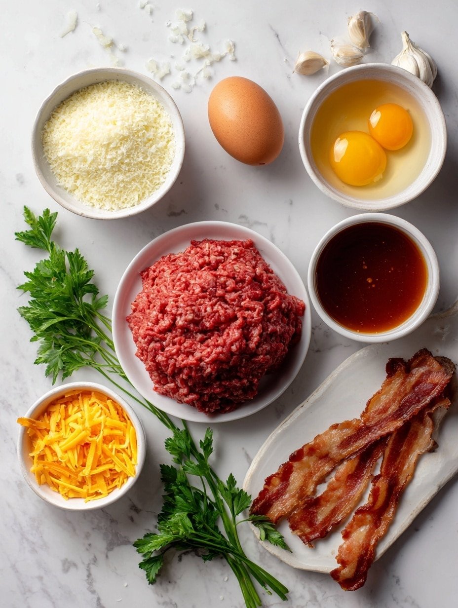 Bourbon BBQ Bacon Meatballs Recipe - Ingredients Image — Bourbon BBQ Bacon Meatballs, meatball recipes with bourbon, smoky bacon meatballs, easy BBQ meatball recipe, crowd-pleasing appetizer ideas