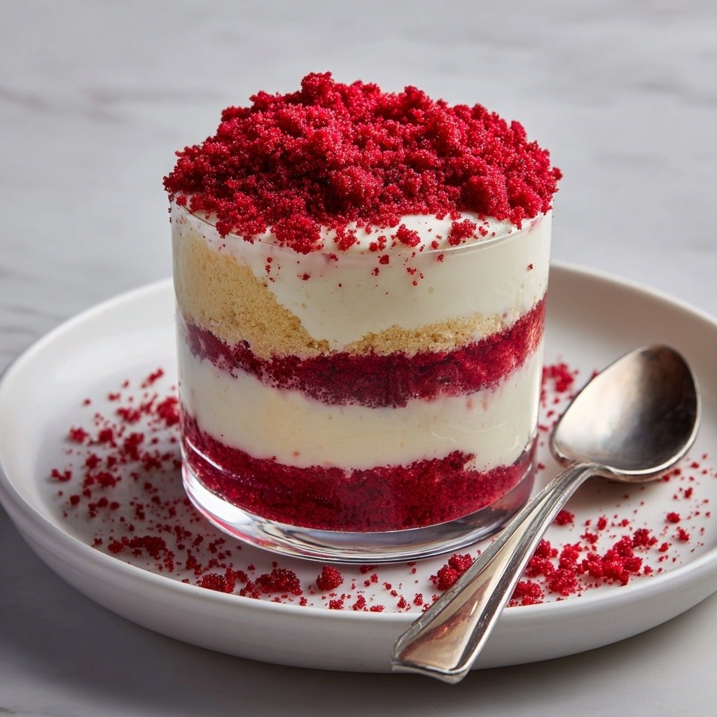Red Velvet Pudding with Cream Cheese Layer Recipe - Article Image 1 — Red Velvet Pudding with Cream Cheese Layer, red velvet dessert, creamy red velvet pudding, easy red velvet dessert, layered red velvet treat