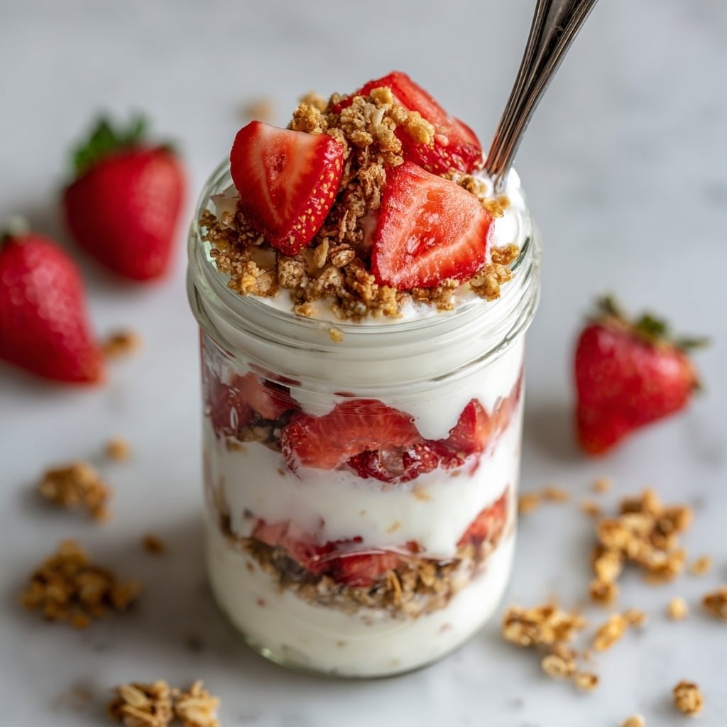 Easy Strawberry Parfaits with Yogurt and Granola Recipe - Article Image 2 — Easy Strawberry Parfaits with Yogurt and Granola, healthy strawberry parfaits, quick breakfast parfaits, layered fruit yogurt recipes, simple dessert parfaits