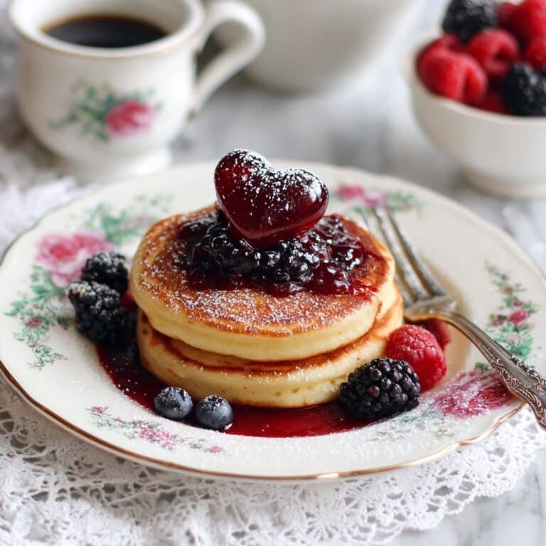 Heart-Shaped Pancakes with Berry Syrup Recipe