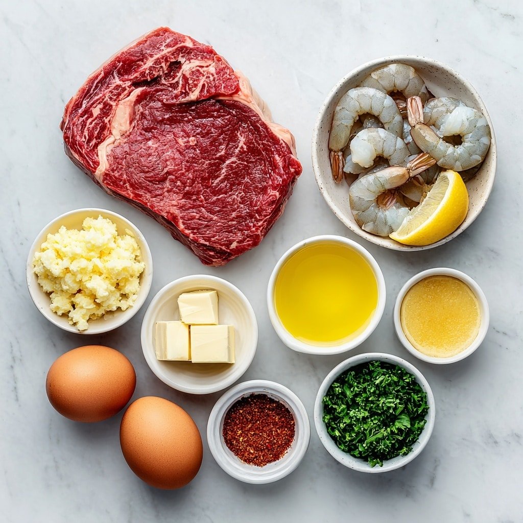 Blackened Steak and Shrimp Scampi Recipe - Ingredients Image — Blackened Steak and Shrimp Scampi, blackened steak and shrimp dinner, easy seafood and steak recipes, flavorful shrimp and steak ideas, restaurant-quality shrimp and steak