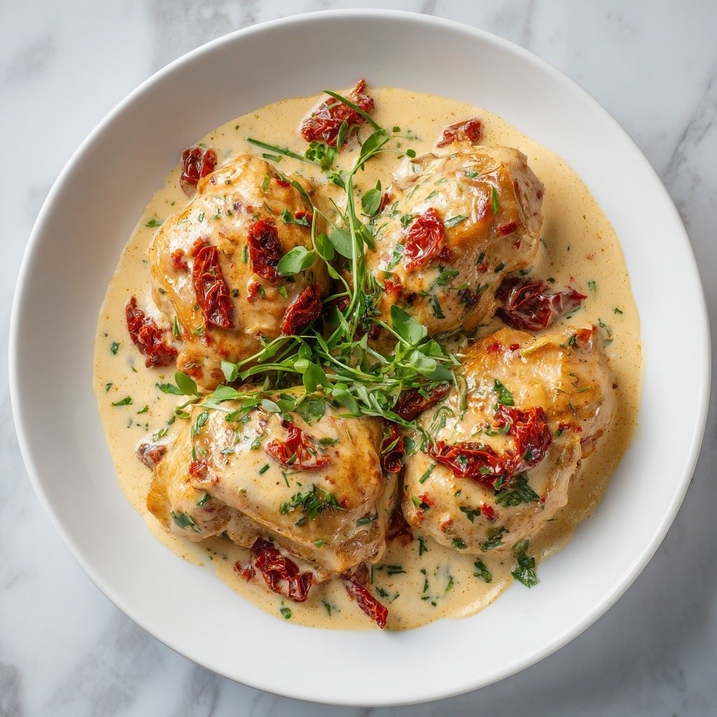 Creamy Tuscan Chicken Recipe - Article Image 1 — Creamy Tuscan Chicken, creamy chicken dinner, Tuscan chicken recipe, easy chicken with sauce, skillet chicken dinner