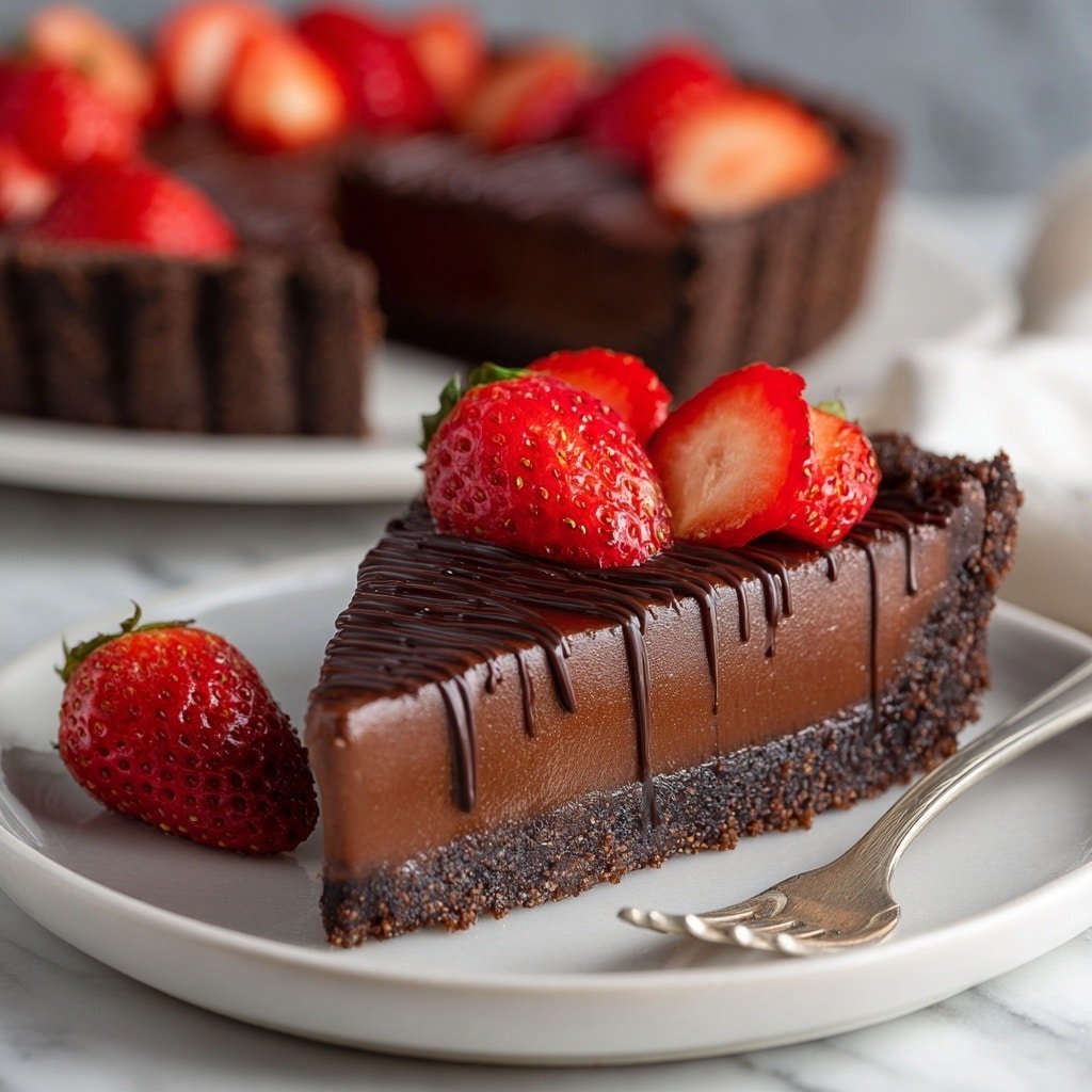 Dark Chocolate Strawberry Tart Recipe - Article Image 2 — Dark Chocolate Strawberry Tart, chocolate strawberry tart, homemade chocolate tart, fruit tart recipes, elegant dessert recipes