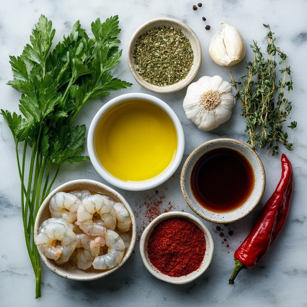 Pan-Seared Chimichurri Shrimp Recipe - Ingredients Image — Pan-Seared Chimichurri Shrimp, Chimichurri shrimp recipe, quick shrimp dinner, herbaceous seafood dishes, easy shrimp recipes