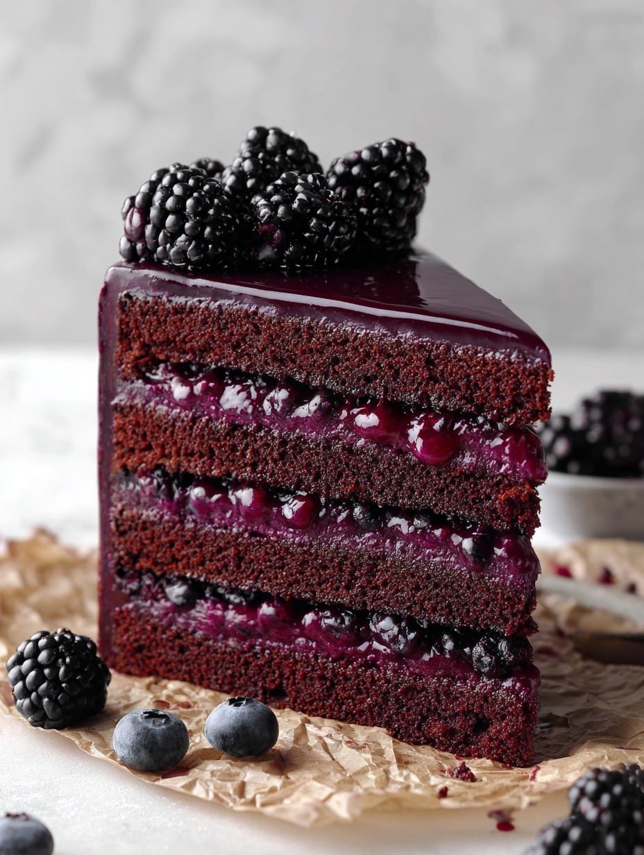 Dark Chocolate Blackberry Cake Recipe - Article Image 2 — Dark Chocolate Blackberry Cake, Chocolate Blackberry Cake Recipe, Easy Blackberry Cake, Moist Dark Chocolate Cake, Blackberry Dessert