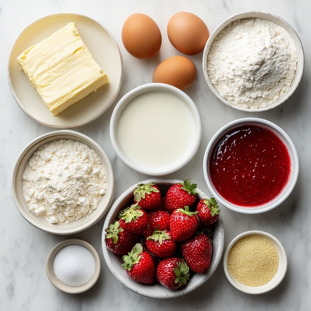 Strawberry Japanese Cheesecake Recipe - Ingredients Image — Strawberry Japanese Cheesecake, Japanese Cheesecake Recipe, Fluffy Strawberry Cheesecake, Light Japanese Cheesecake, Easy Strawberry Cheesecake