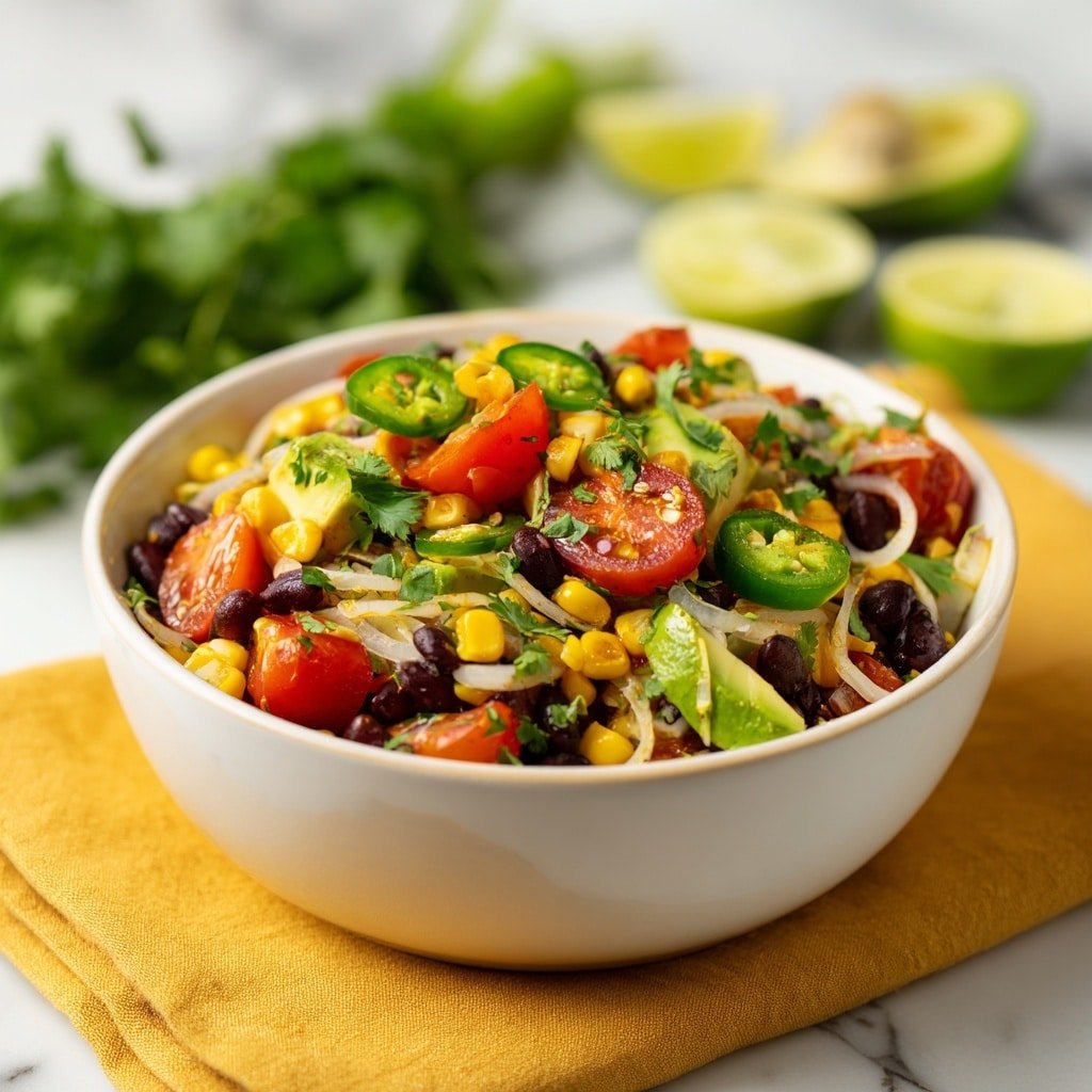 Black Bean Corn Salad with Lime Dressing Recipe - Article Image 1 — Black Bean Corn Salad with Lime Dressing, colorful summer salads, easy vegetarian salad recipes, healthy Latin-inspired salads, quick summer vegetable salads