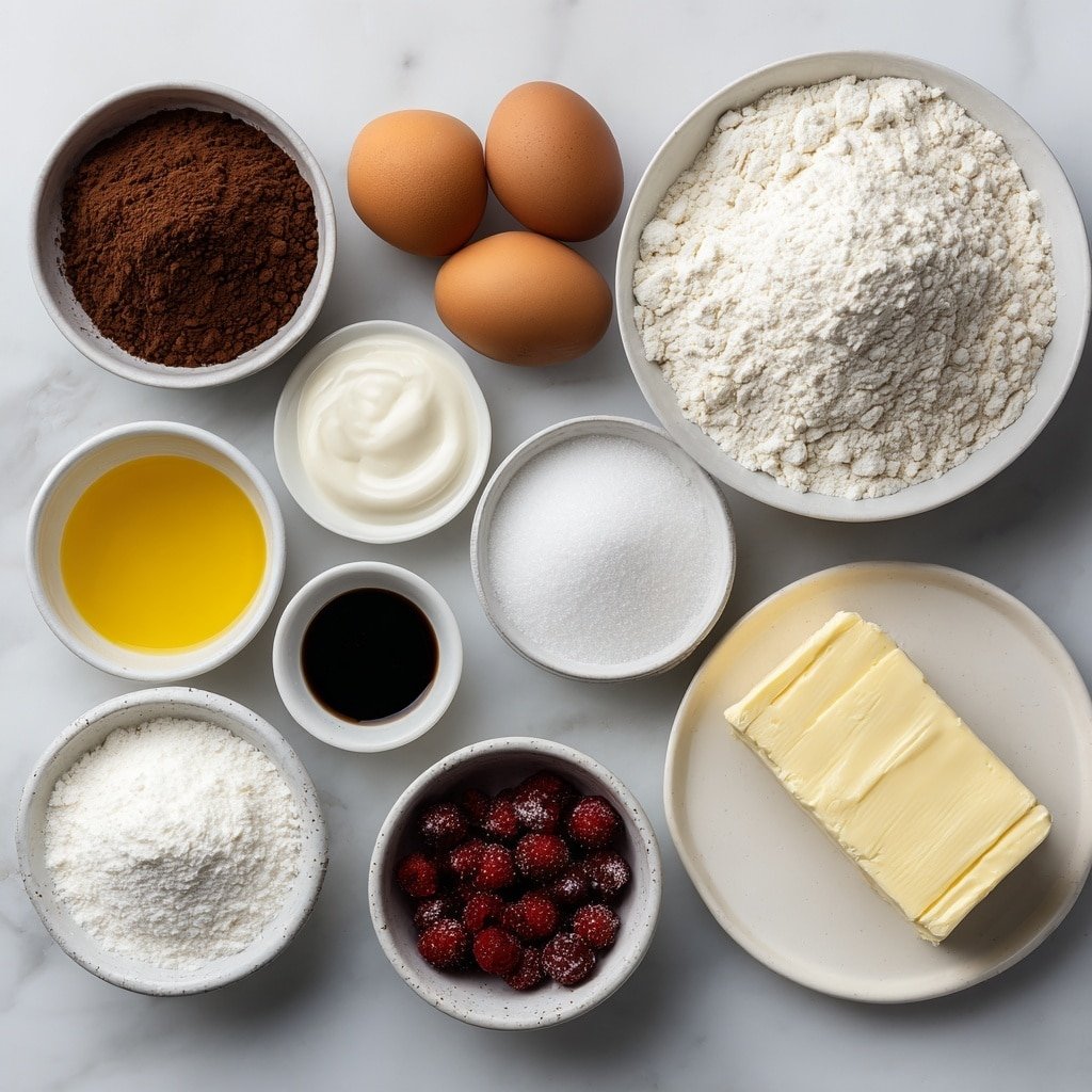 Pink Velvet Cupcakes with Cream Cheese Frosting Recipe - Ingredients Image — Pink Velvet Cupcakes with Cream Cheese Frosting, pink cupcake recipes, easy pink velvet cupcakes, moist pink cupcakes, cream cheese frosting desserts