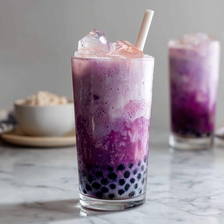 Creamy Ube Milk Tea with Tapioca Pearls Recipe