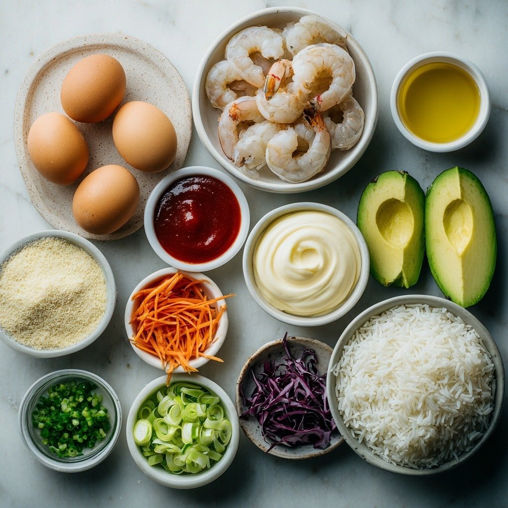 Bang Bang Shrimp Rice Bowl Recipe - Ingredients Image — Bang Bang Shrimp Rice Bowl, quick shrimp bowl recipe, easy seafood dinner ideas, healthy shrimp rice bowl, flavorful Asian-inspired bowls