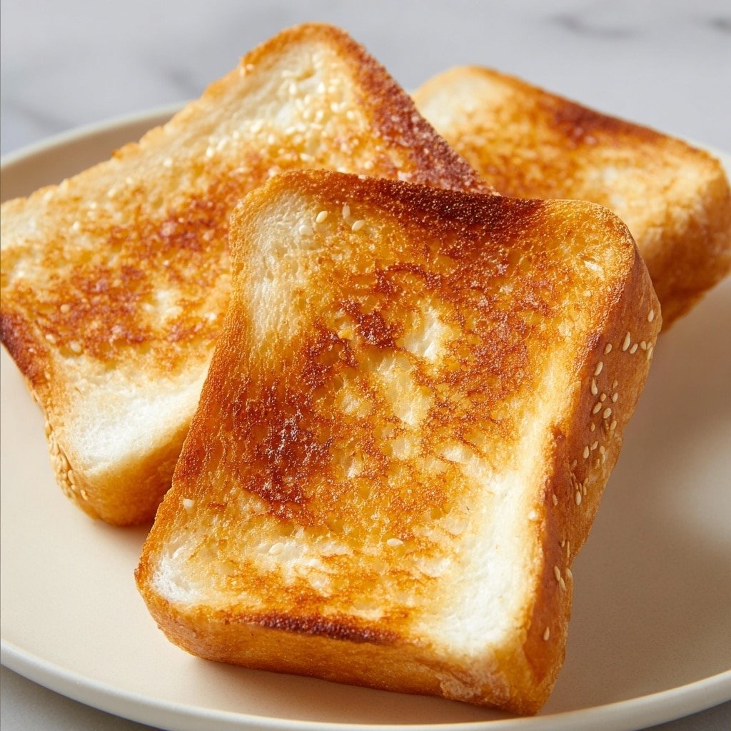 A close-up of a toasted sandwich with a golden-brown, crispy surface placed in the center on a bed of crinkle-cut fries that are light yellow and slightly crispy. On the left and right sides around the sandwich, there are pieces of fried chicken with a crunchy, golden coating. The entire dish is set on a white plate over a white marbled surface. photo taken with an iphone --ar 1:1 --v 7 — Garlic Butter Seared BBQ Sesame Bread, easy bread recipes, flavorful bread recipes, quick bread ideas, sesame bread with garlic butter