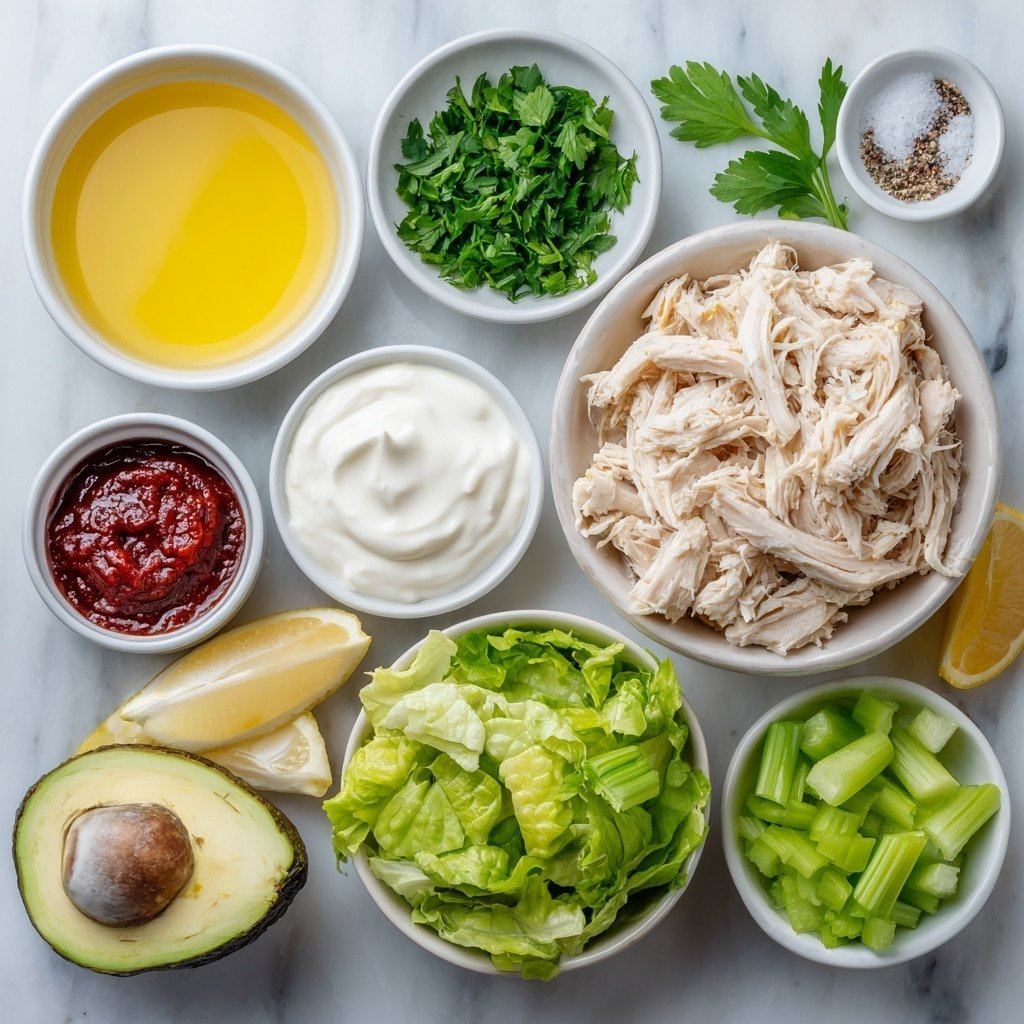 Creamy Avocado Chicken Salad Recipe - Ingredients Image — Creamy Avocado Chicken Salad, healthy chicken salad recipes, easy avocado chicken salad, quick lunch ideas, flavorful chicken salad