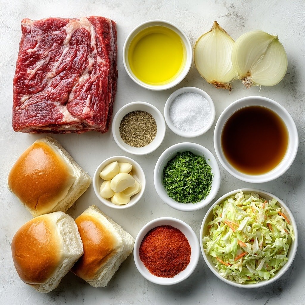 Best Pulled Beef Sandwiches Recipe - Ingredients Image — Best Pulled Beef Sandwiches, pulled beef sandwiches recipe, slow cooker beef sandwiches, easy pulled beef sandwiches, tender beef sandwich ideas