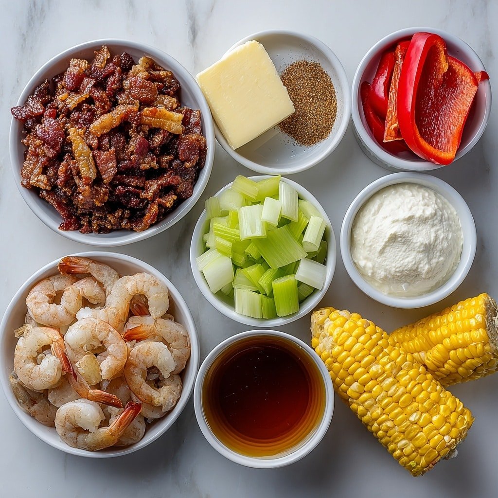 Creamy Shrimp Corn Bisque Recipe - Ingredients Image — Creamy Shrimp Corn Bisque, seafood bisque recipes, easy shrimp bisque, comforting corn seafood soup, homemade shrimp bisque