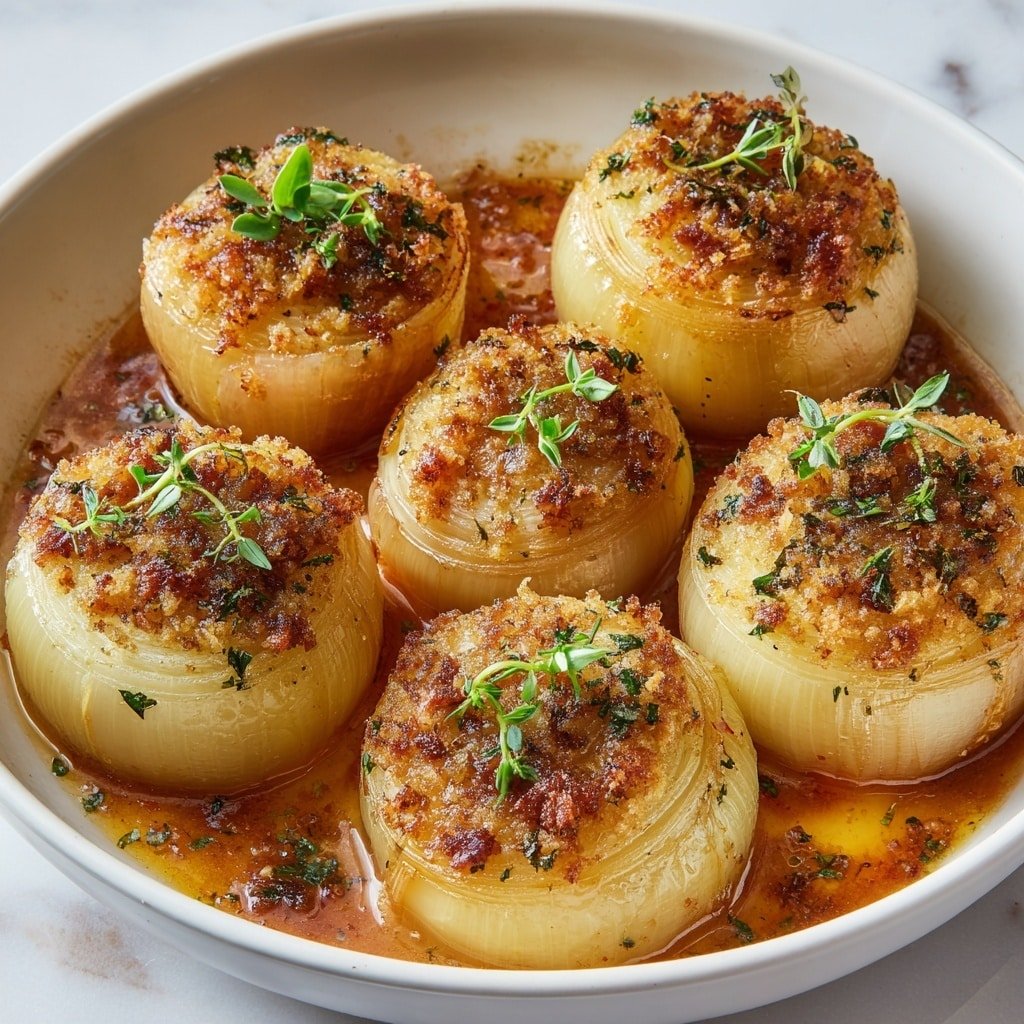 Greek Stuffed Onions Recipe - Article Image 1 — Greek Stuffed Onions, Greek Stuffed Onions recipe, Greek stuffed onion dish, Mediterranean stuffed onion recipe, hearty stuffed onion dinner