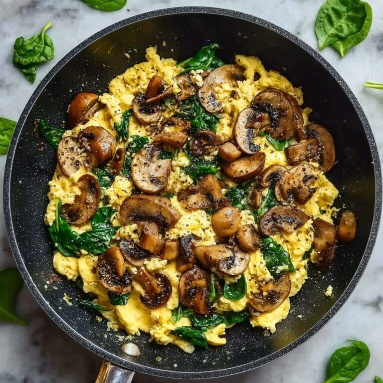 Quick Mushroom Spinach Scrambled Eggs Recipe