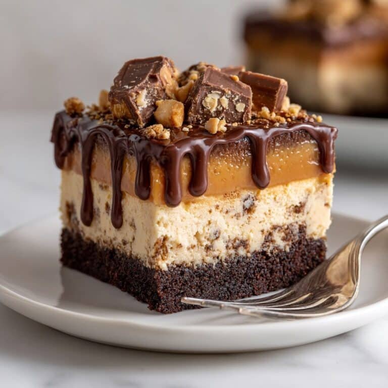 Reese’s Peanut Butter Cheesecake with Brownie Crust Recipe